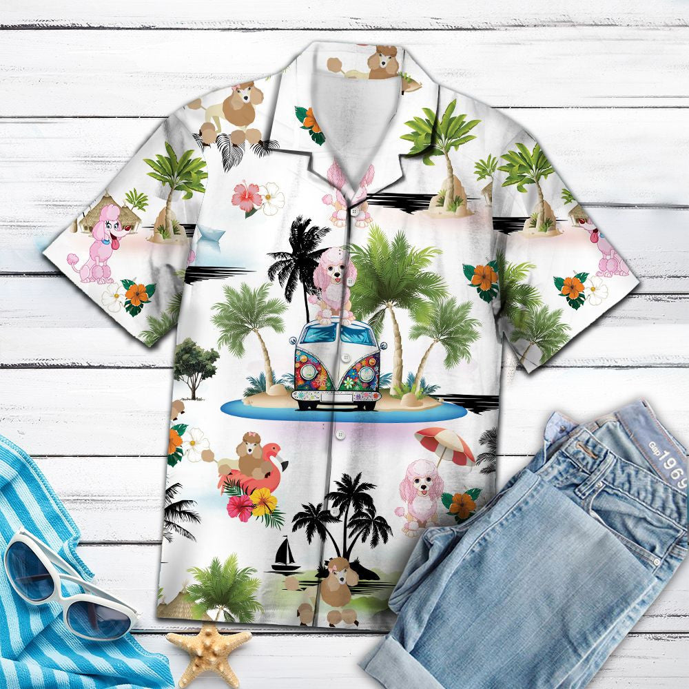 Hippie Van Poodle Vacation On Island Pattern Hawaiian Shirt, Hawaiian Shirt Gift, Christmas Gift