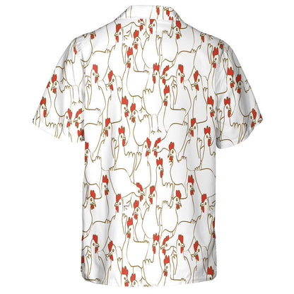 Funny White Chicken Farming With Red Crest Hawaiian Shirt, Hawaiian Shirt Gift, Christmas Gift