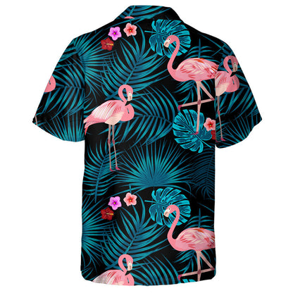 Duilleoga Gorma Trópaiceacha Flamingo Agus Bláthanna Léine haváíais, haváís don bhronntanas