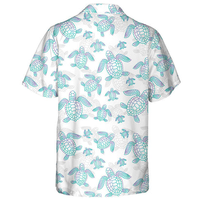 Linear Bright Colored Silhouettes Of Turtles Hawaiian Shirt, Hawaiian For Gift