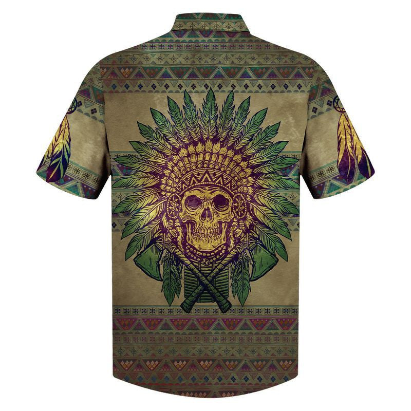 Cros Skull Meiriceánach Dúchasach Patrún Cleití Glas Léine Haváís, Bronntanas Léine Haváís, Bronntanas Nollag