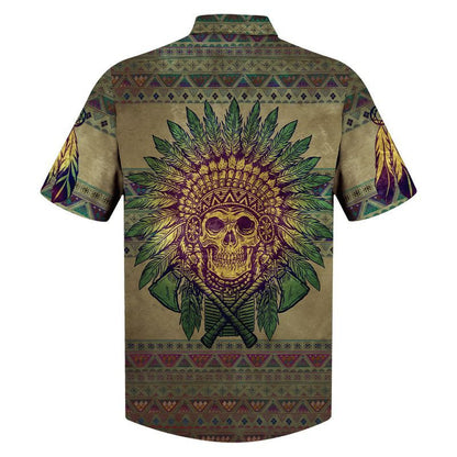 Cros Skull Meiriceánach Dúchasach Patrún Cleití Glas Léine Haváís, Bronntanas Léine Haváís, Bronntanas Nollag