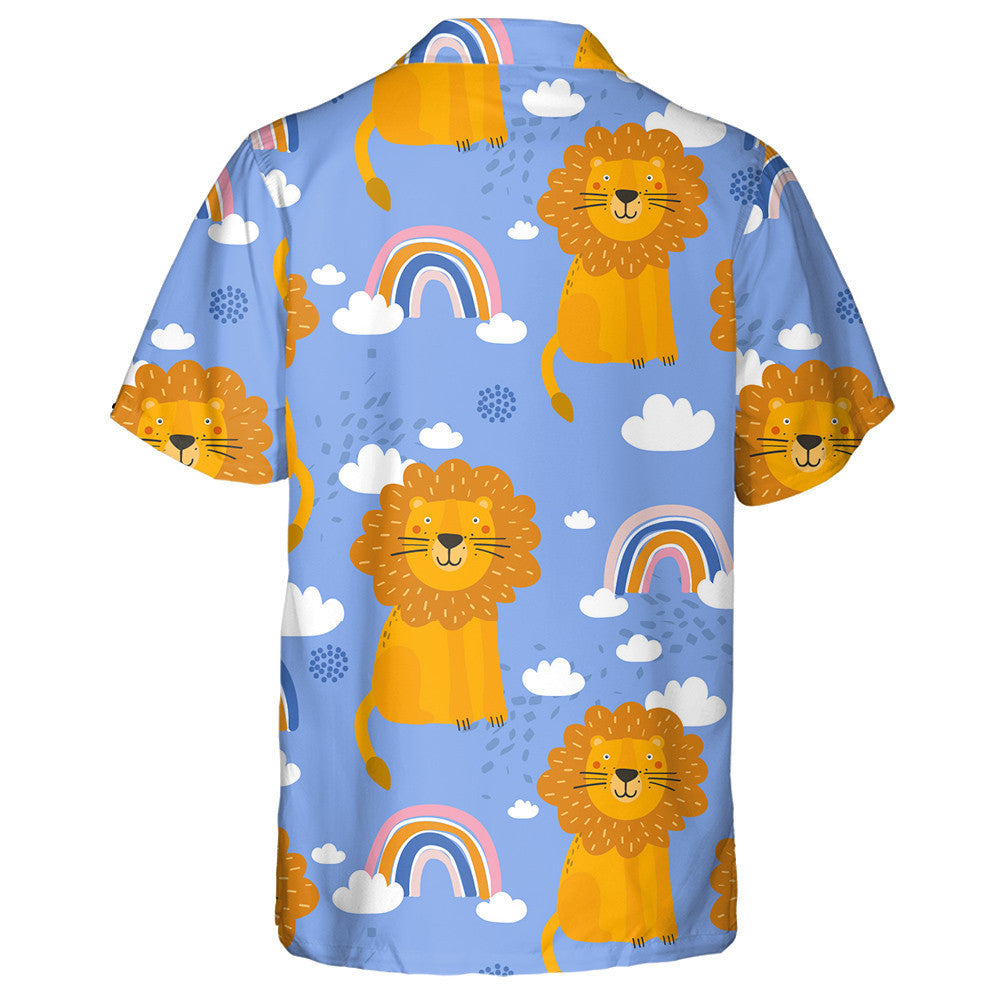 Happy Lion Rainbow And White Cloud Hawaiian Shirt, Hawaiian For Gift