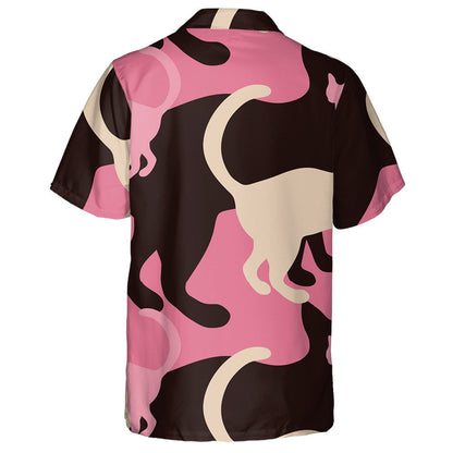 Cats Background With Silhouette Of Pets Hawaiian Shirt, Hawaiian For Gift