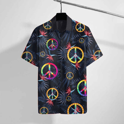 Hippie Tropical Sign Of Peace Design Hawaiian Shirt, Hawaiian For Gift
