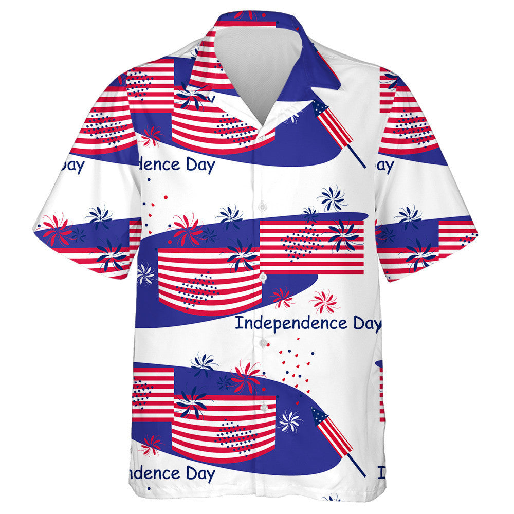 Celebrate For Independence Day Firework And Flag Hawaiian Shirt, Hawaiian For Gift