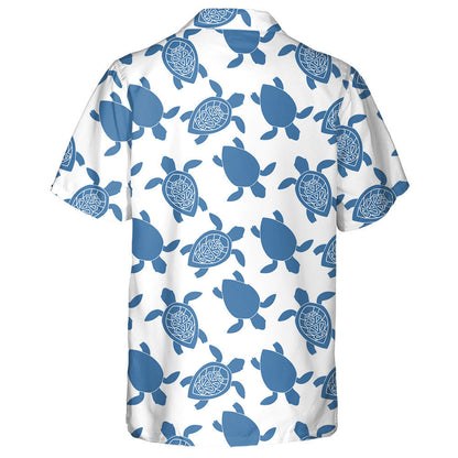 Scáthchruth Gorm Turtar Leithlisithe ar Chúlra Bán Léine Haváís, Bronntanas Léine Haváís, Bronntanas Nollag