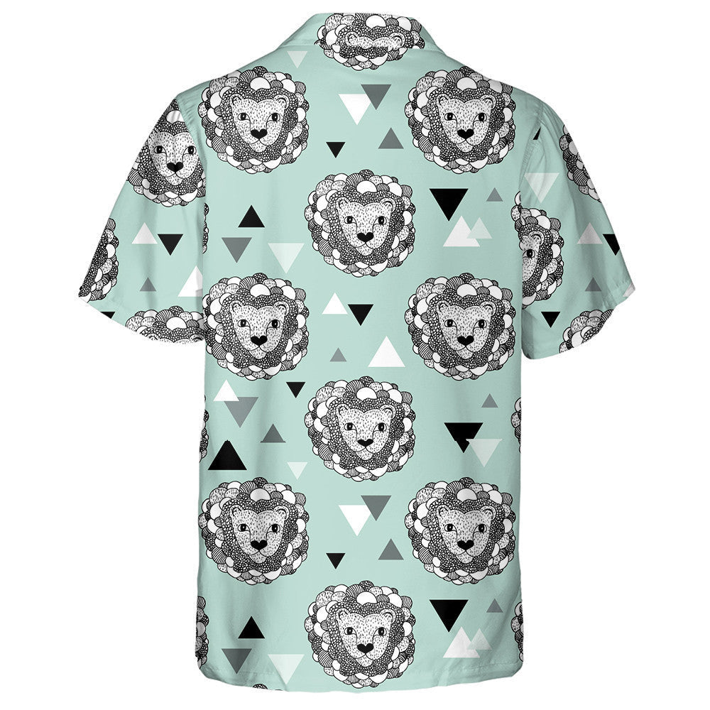 Léiriú Sceitse Ainmhithe Doodle Geometric Jungle Léine Haváís Lion, Bronntanas Léine Haváís, Bronntanas Nollag