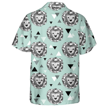 Léiriú Sceitse Ainmhithe Doodle Geometric Jungle Léine Haváís Lion, Bronntanas Léine Haváís, Bronntanas Nollag