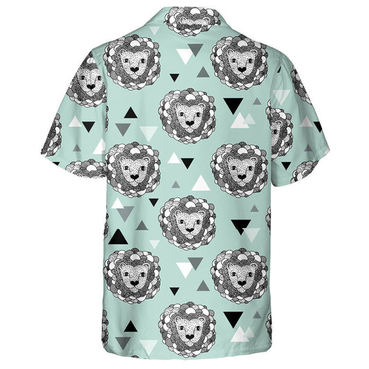 Léiriú Sceitse Ainmhithe Doodle Geometric Jungle Léine Haváís Lion, Bronntanas Léine Haváís, Bronntanas Nollag