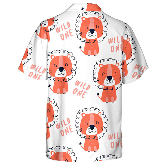 Smiling Pink Lion With Text Wild One Hawaiian Shirt, Hawaiian Shirt Gift, Christmas Gift