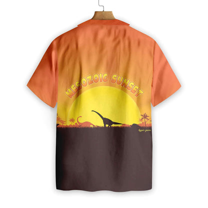 Mesozoic Sunset Dinosaur Beautiful Wild Life Hawaiian Shirt,Hawaiian Shirt Gift, Christmas Gift