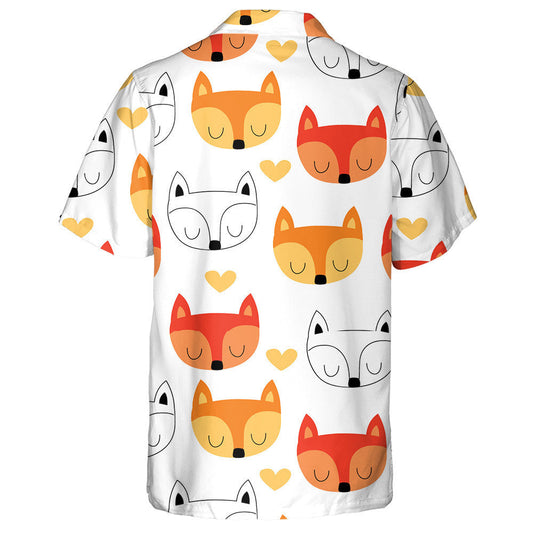 Sceitseáil Aghaidh Álainn de Chartún Sionnach Agus Patrún Hearts Léine Haváí, Bronntanas Léine Haváíais, Bronntanas Nollag