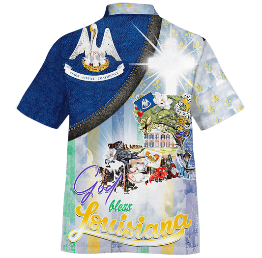 Go mbeannaí Dia Louisiana Cúlra Geal Súile an tSamhraidh Léine Haváís, Bronntanas Léine Haváíais, Bronntanas Nollag