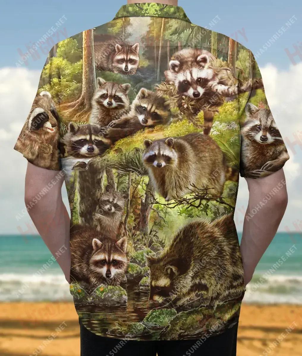 Is Ainmhí Spioradálta Raccon Léine Ghearr Muinchille Unisex Léinte T an tSamhraidh Léinte Craicne Haváís Léinte haváíais do Mhná, Bronntanas Léine Haváís, Bronntanas Nollag