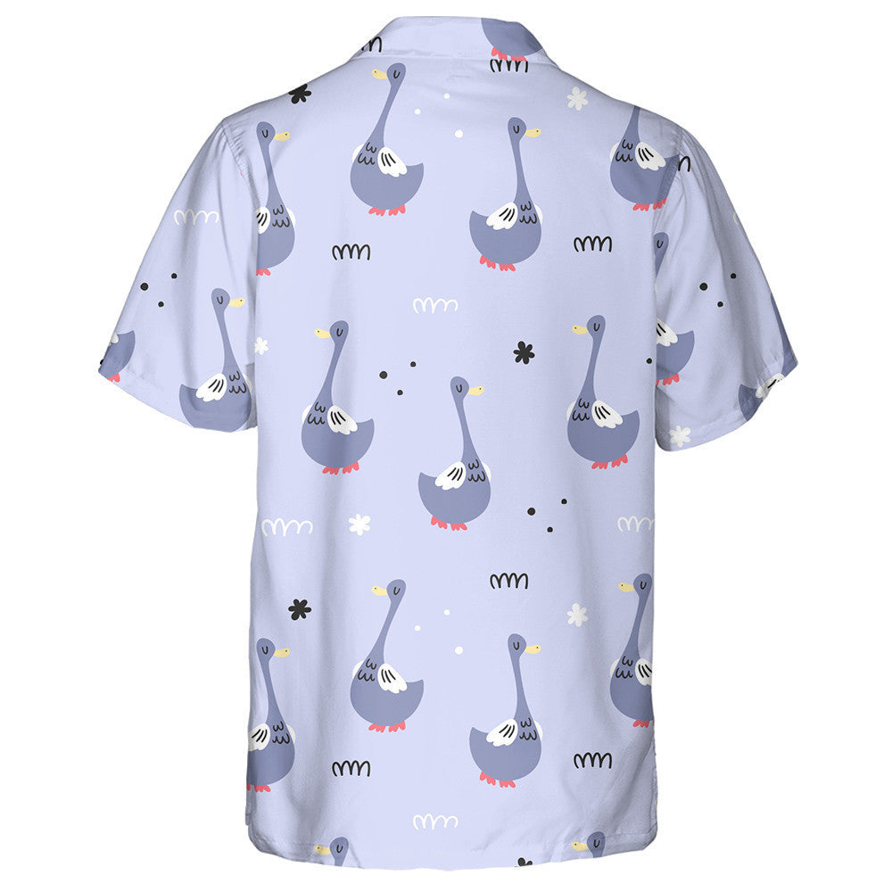 Hand Drawn Cute Cartoon Purple Ducks Hawaiian Shirt, Hawaiian Shirt Gift, Christmas Gift