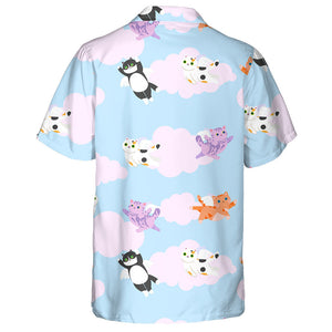 Angels Cats Fly In The Sky Hawaiian Shirt, Hawaiian For Gift