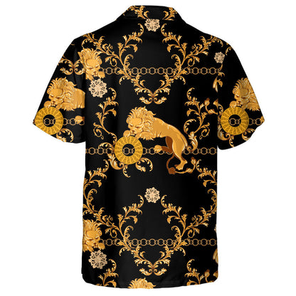 Lions And Chains On Baroque Black Background Hawaiian Shirt, Hawaiian Shirt Gift, Christmas Gift