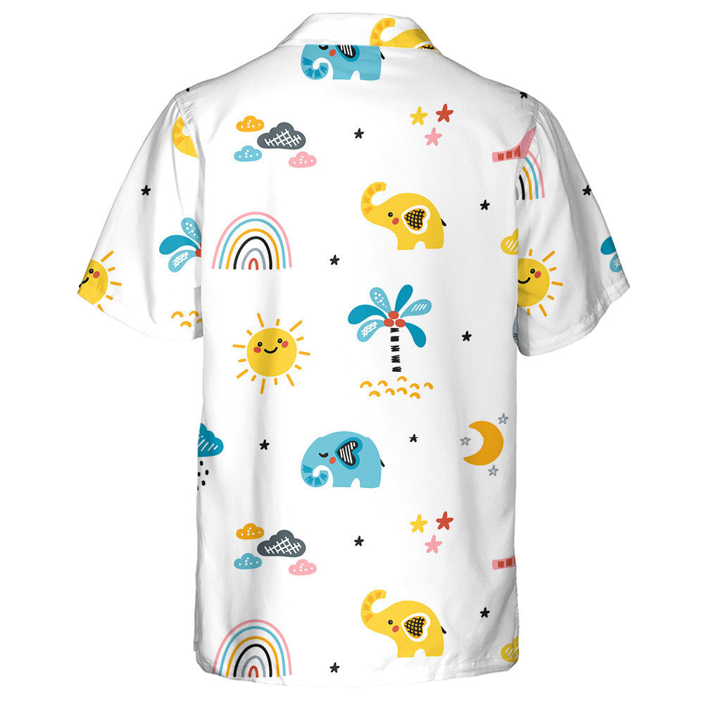 Eilifint Leanbh le Crann Rainbow Grian Agus Scamall Léine Haváís, Bronntanas Léine Haváís, Bronntanas Nollag