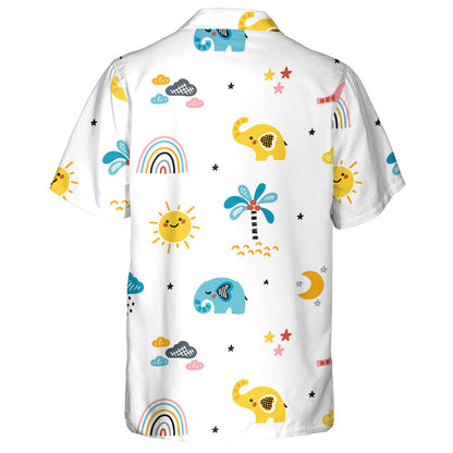 Eilifint Leanbh le Crann Rainbow Grian Agus Scamall Léine Haváís, Bronntanas Léine Haváís, Bronntanas Nollag