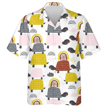 Cute Big And Small Turtles With Rainbows Hawaiian Shirt, Hawaiian Shirt Gift, Christmas Gift