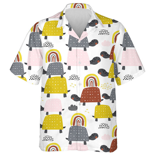 Cute Big And Small Turtles With Rainbows Hawaiian Shirt, Hawaiian Shirt Gift, Christmas Gift