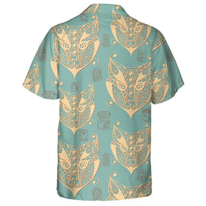 Maya Art Boho With Wolf Aztec Background Texture Hawaiian Shirt, Hawaiian Shirt Gift, Christmas Gift