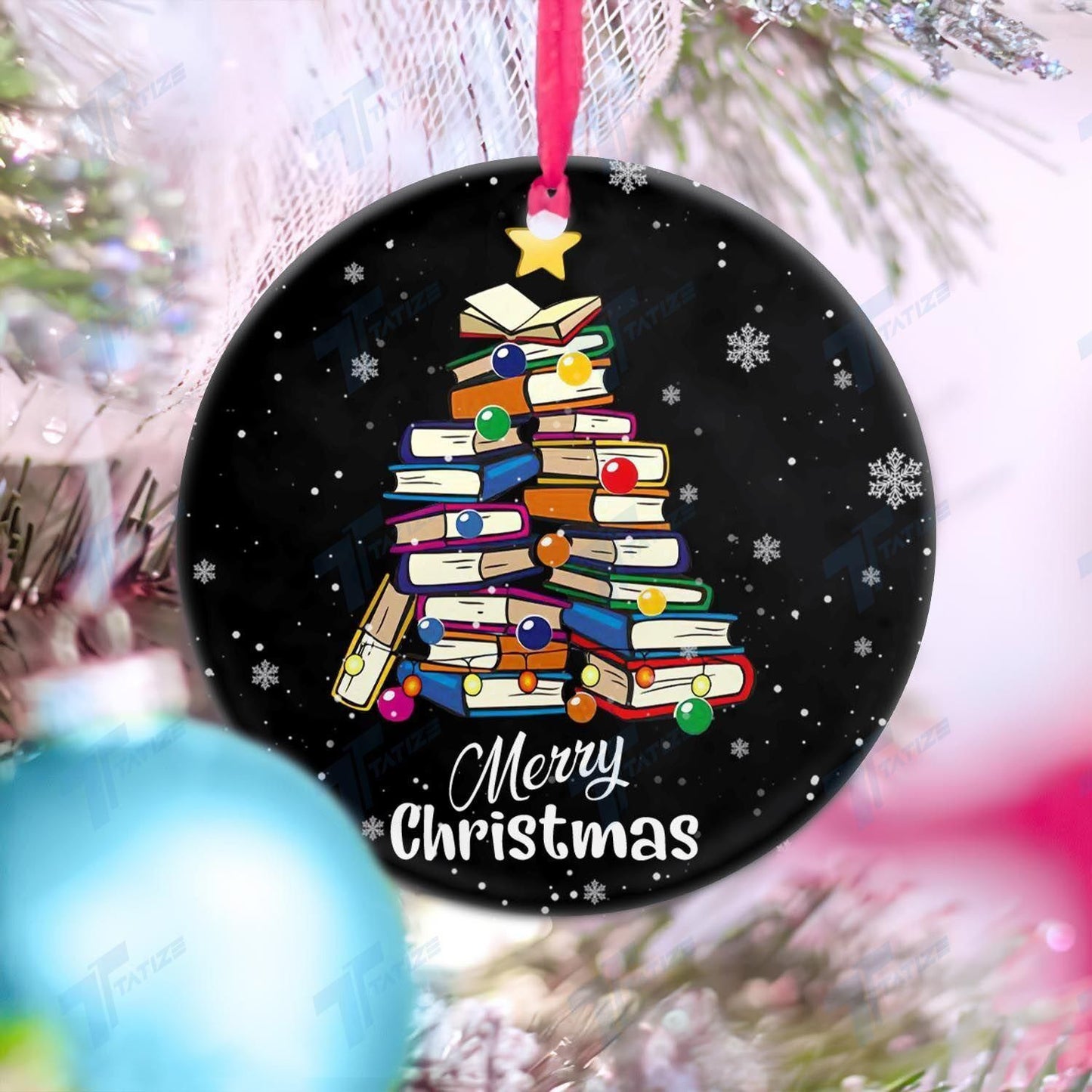 Books Merry Christmas Ornament, Christmas Ornament Gift, Christmas Gift, Christmas Decoration