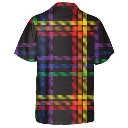 Rainbow Glen Plaid Textured On Black Background Hawaiian Shirt, Hawaiian Shirt Gift, Christmas Gift