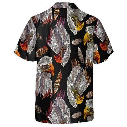 Embroidery Head Eagle And Feathers Hawaiian Shirt,Hawaiian Shirt Gift, Christmas Gift