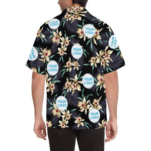 Custom Logo Yellow Flower Men's All Over Print Hawaiian Shirt, Hawaiian Shirt Gift, Christmas Gift