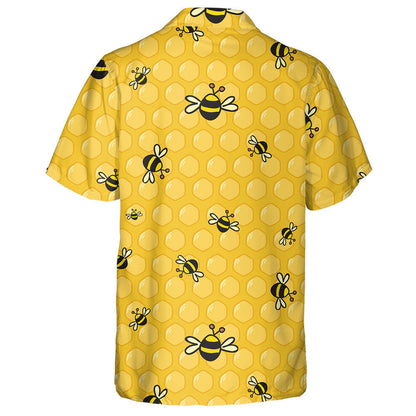 Natural Summer Colorful Bees On The Honeycomb Hawaiian Shirt, Hawaiian Shirt Gift, Christmas Gift