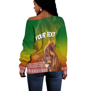 (Custom Personalised) Ethiopia Lion Of Judah Off Shoulder Sweater Ethiopia Flag Gradient, Christmas Gift, Gift Christmas 2022