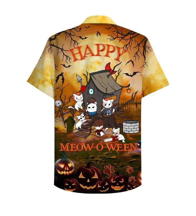 Happy Meow O Ween Lanterns Pumpkin San Oíche Léine Haváís, Bronntanas Léine Haváíais, Bronntanas Nollag