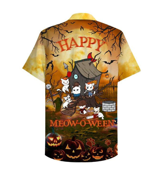 Happy Meow O Ween Lanterns Pumpkin San Oíche Léine Haváís, Bronntanas Léine Haváíais, Bronntanas Nollag