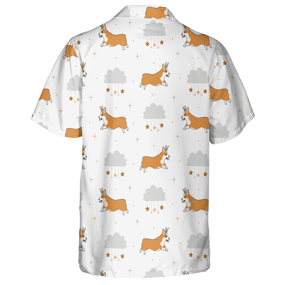 Madra Corgi le hArn Aonbheannach i gCúlra an Chartúin Léine Haváís, Bronntanas Léine Haváíais, Bronntanas Nollag