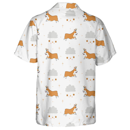 Madra Corgi le hArn Aonbheannach i gCúlra an Chartúin Léine Haváís, Bronntanas Léine Haváíais, Bronntanas Nollag