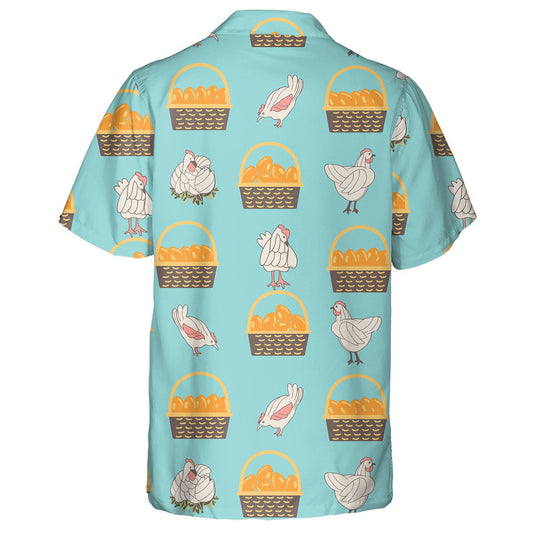 Funny Chicken And Basket With Eggs 1 Hawaiian Shirt, Hawaiian Shirt Gift, Christmas Gift