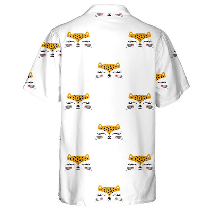 Little Cute Leopard Face Cartoon Animal Hawaiian Shirt, Hawaiian Shirt Gift, Christmas Gift