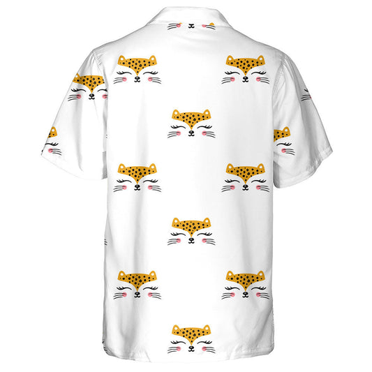 Little Cute Leopard Face Cartoon Animal Hawaiian Shirt, Hawaiian Shirt Gift, Christmas Gift