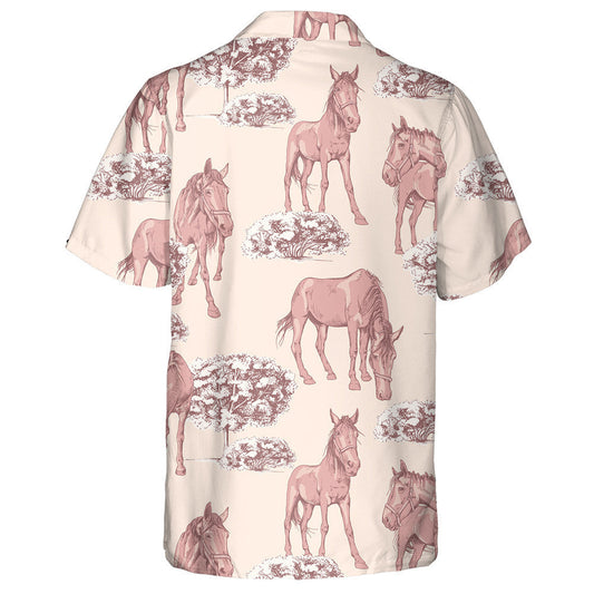 Grazing Beautiful Pink Horses Trees And Bushe Hawaiian Shirt, Hawaiian Shirt Gift, Christmas Gift