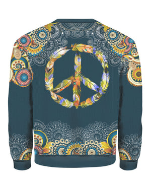 Feather Peace Sign Ugly Christmas Sweater, Christmas Gift, Gift Christmas 2024