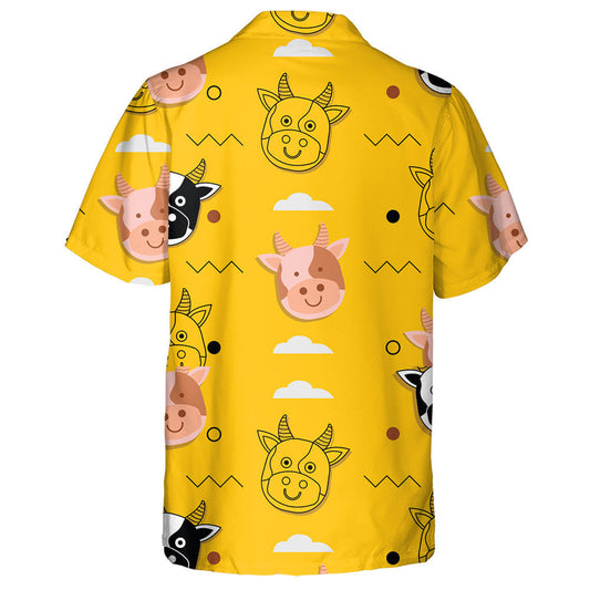 Cartoon Art Cow Dot And Zigzag Line Hawaiian Shirt, Hawaiian Shirt Gift, Christmas Gift