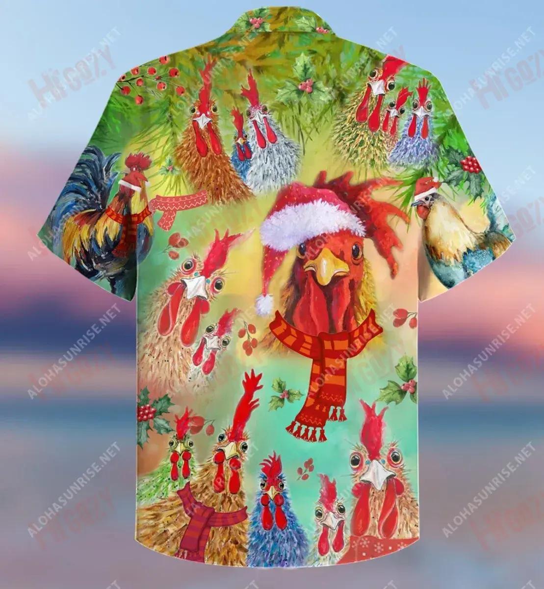 Rooster Merry Clucking Nollag Gearr Léine Haváís Caitheamh aimsire Muinchille Gearr Léinte Haváís is Fearr Patrún Léine Haváís, Bronntanas Léine Haváís, Bronntanas Nollag