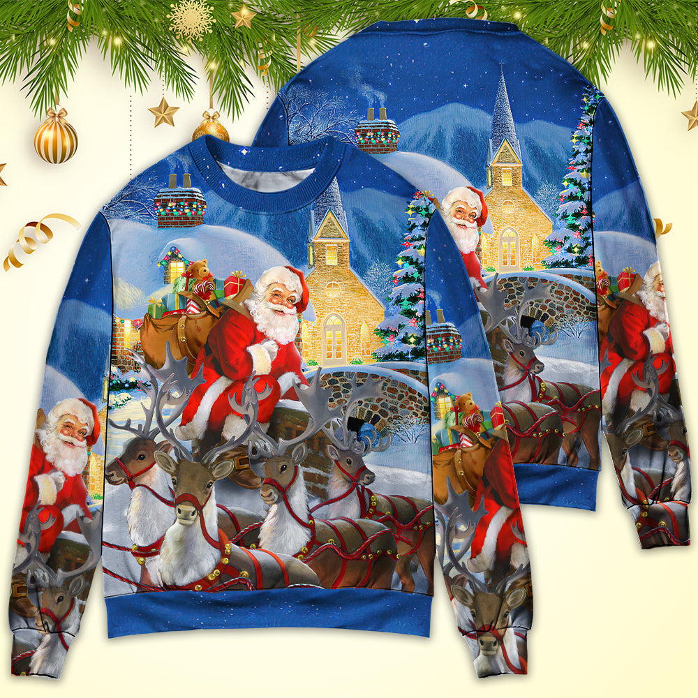 Christmas Santa Claus Reindeer Gift For Xmas Art Style Ugly Christmas Sweater, Christmas Gift, Gift Christmas 2024