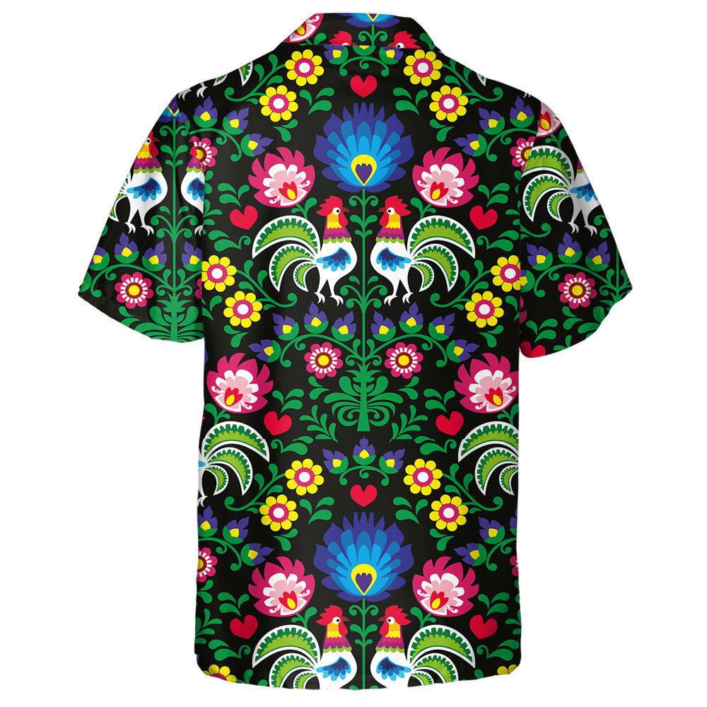 Beautiful Chicken With Wzory Lowickie And Wycinanka Hawaiian Shirt, Hawaiian Shirt Gift, Christmas Gift