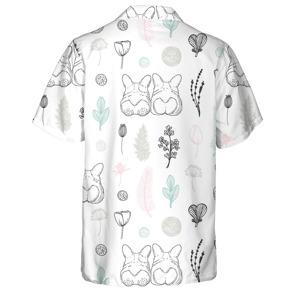 Cartoon Dogs And Flowers Isolated Background Hawaiian Shirt, Hawaiian For Gift