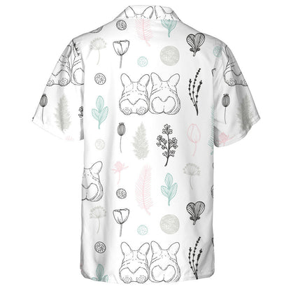 Cartoon Dogs And Flowers Isolated Background Hawaiian Shirt, Hawaiian For Gift