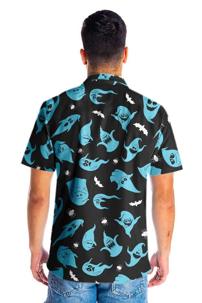 Turquoise Ghost Naughty Halloween Colorful Hawaiian Shirt, Hawaiian For Gift