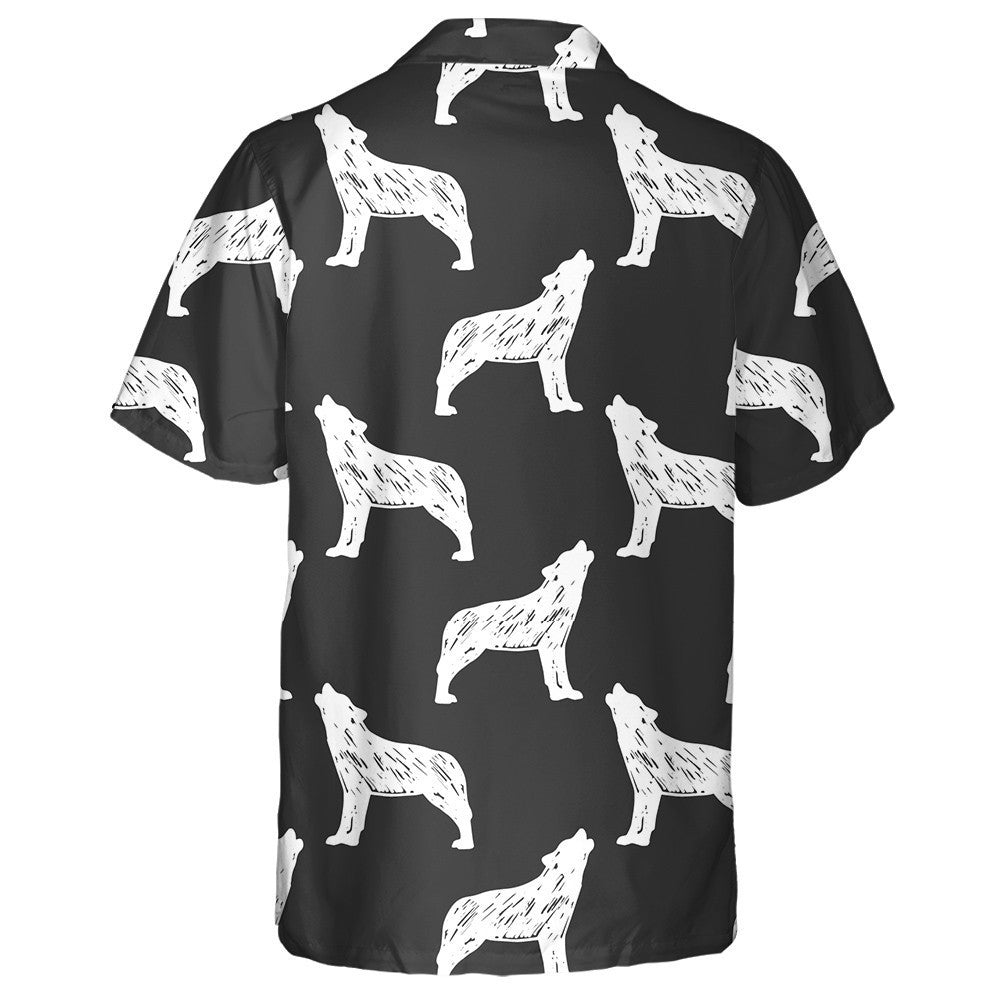 Ethnic White Wolf Silhouette In Vintage Style Hawaiian Shirt, Hawaiian Shirt Gift, Christmas Gift